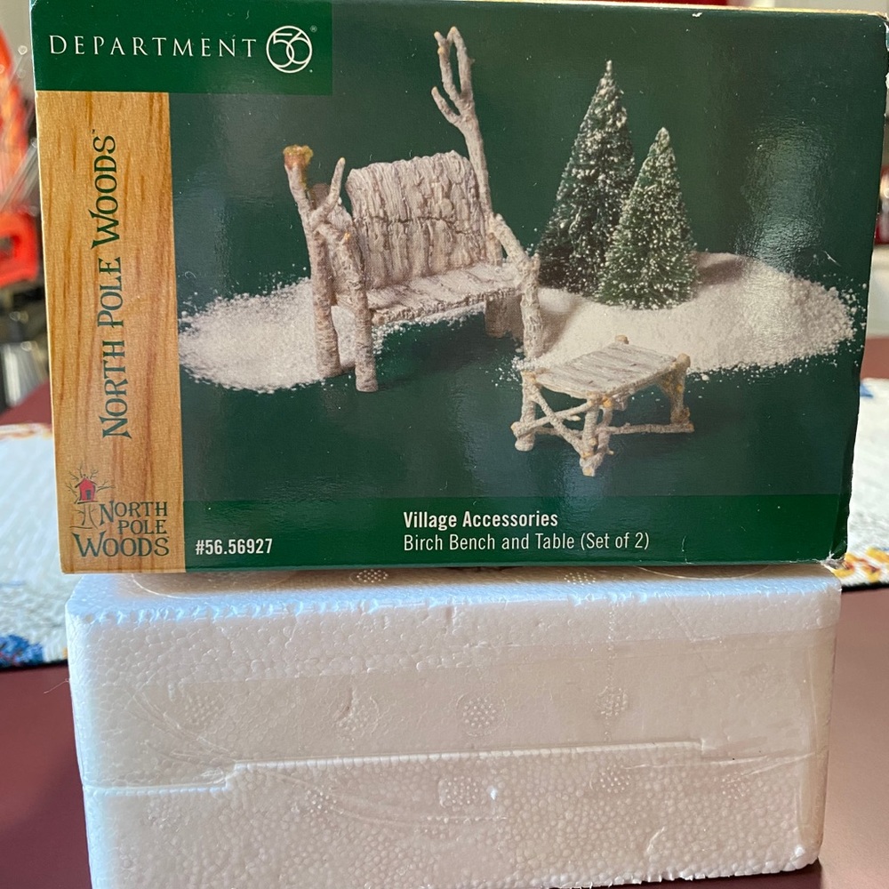 Dept 56 Birch Bench and Table 56927 Retired/sealed